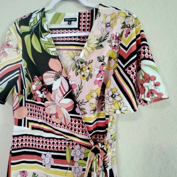 Who What Wear Wrap Maxi Dress Patchwork Floral Boho Cottagecore Medium - Picture 5 of 11